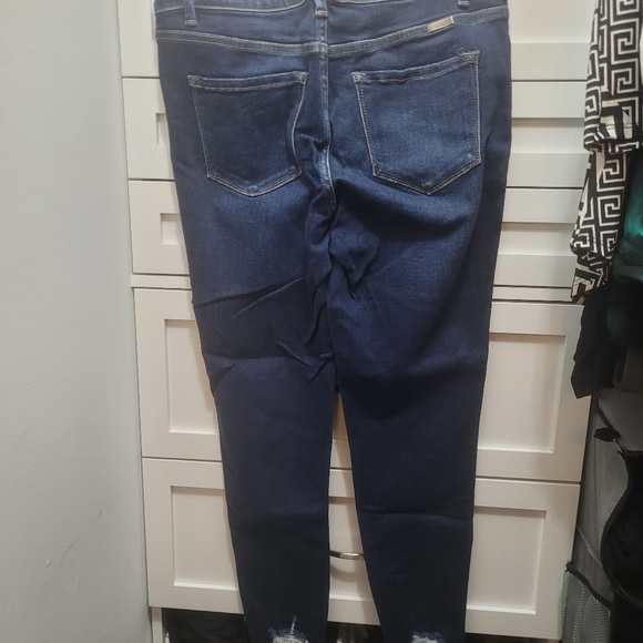 KanCanHigh Rise Dark Destructed Hem Button Fly Skinny Jean - Picture 3 of 3